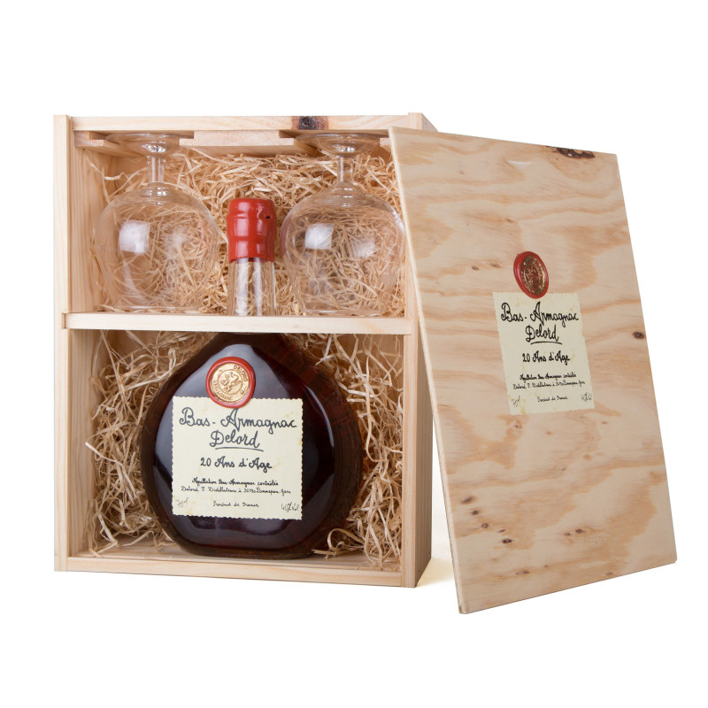 DELORD BOX 2 VERRES - ARMAGNAC 20 YEARS